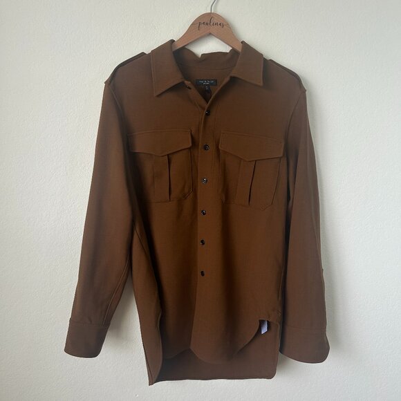 NWT Rag Bone Shirt Womens Medium Camel Howie Military Wool Button Up Top M - Picture 2 of 8